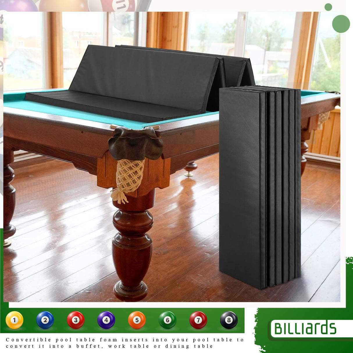 Leyndo Pool Table Insert Convertible Dining Table Foam Insert Billiard Pool Table Foam Insert for Table Conversion, Black (8') Leyndo