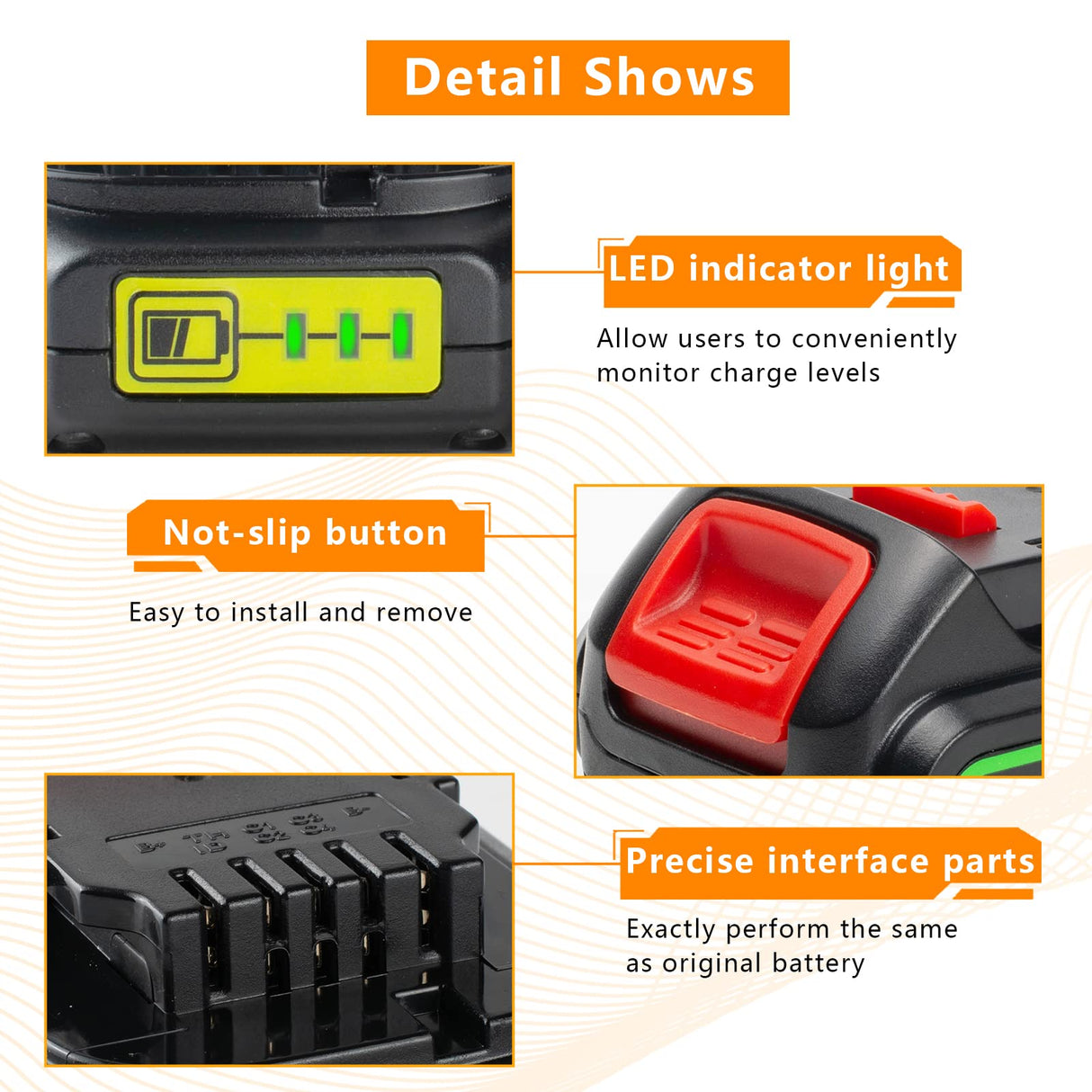 DEWQKI Upgraded 3.0Ah 20V Battery DCB203 Replacement for Dewalt 20V Battery DCB180 DCB200 DCB201 DCB204 DCB206 DCB207 DCD/DCF/DCG Series - Li-ion 2 Pack (DCB203) DEWQKI