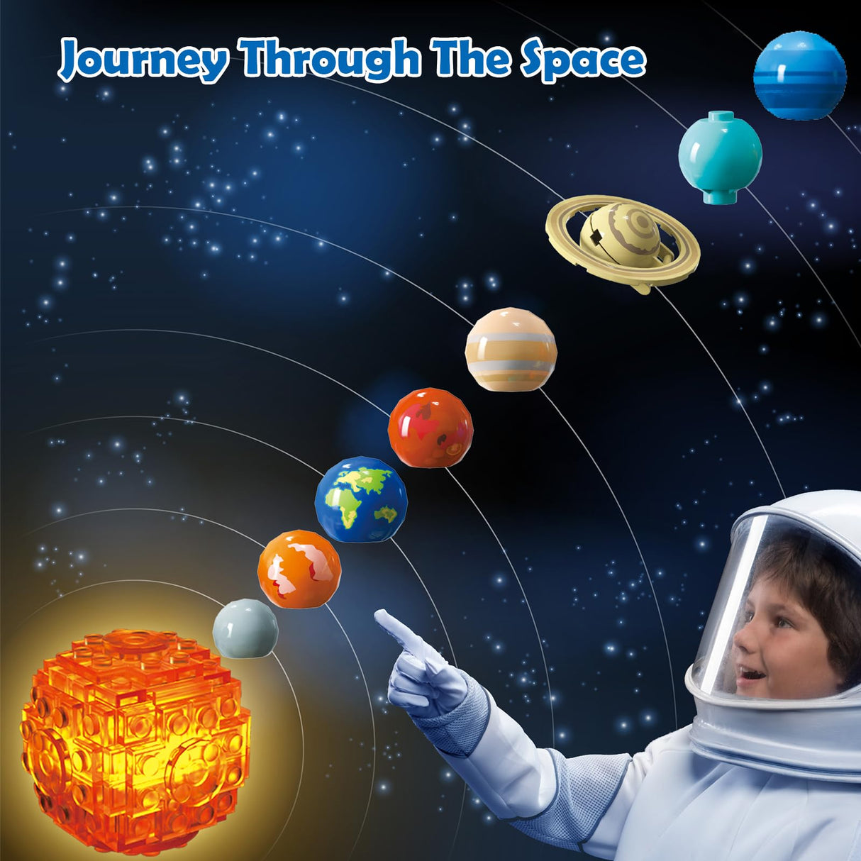 Solar System Building Sets with Light - Rotatable Space Exploration Building Toys with 9 Planets & Rocket Sets Science Astronomy Educational Gifts for Boys Girls Age 6+ Years Old Kids(775 PCS) CUBIMANA