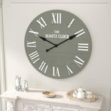 ARTPOWER Large Farmhouse Wall Clock, 35.5” Shiplap Wall Clock with Roman Numeral, Nearly Non-Ticking, Round Wall Clocks for Living Room Decor, Office, Bedroom, Entrance, Sage Green ARTPOWER