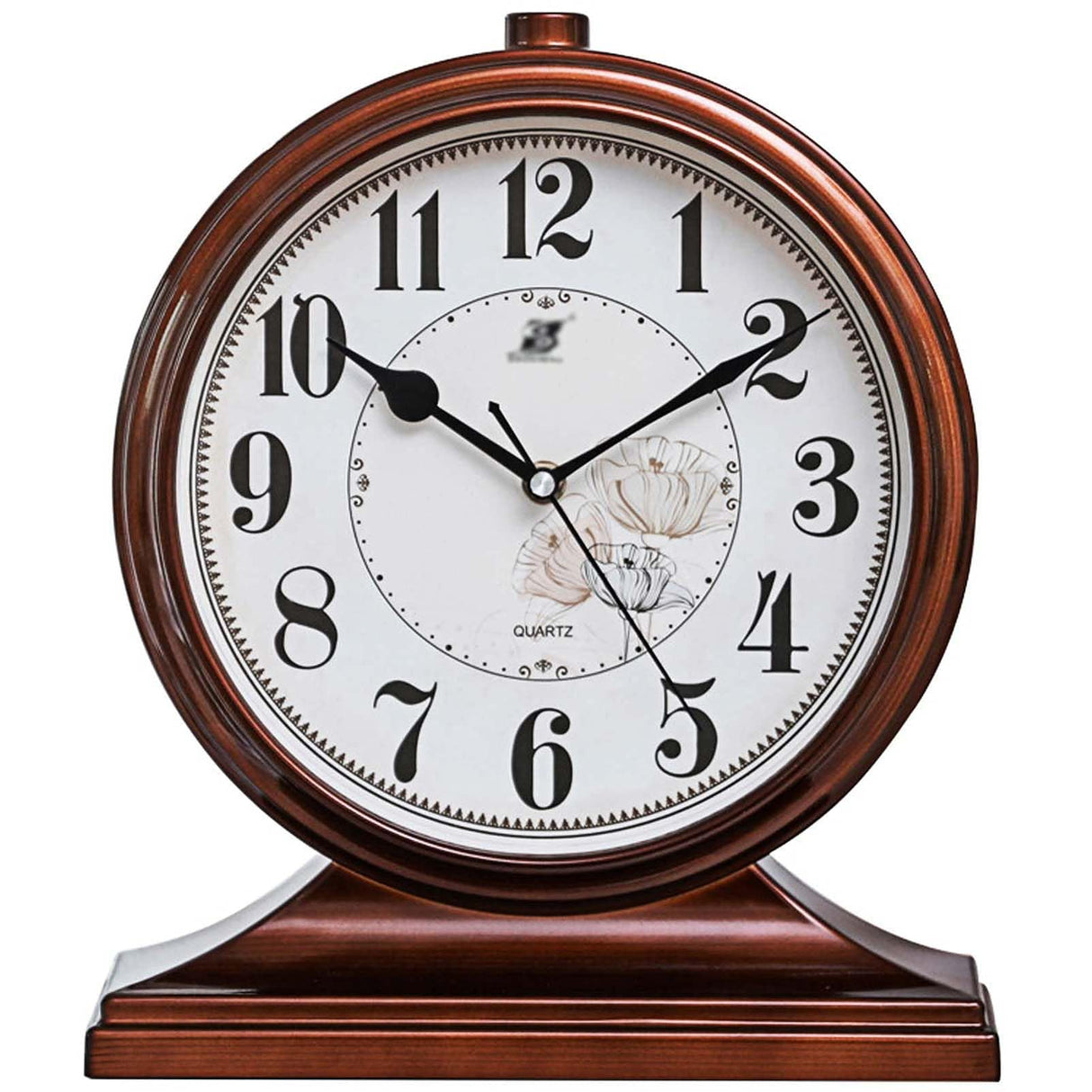 rnuie Desk Clock for Table Decor, Retro Mantel Clock Battery Operated for Fireplace Mantel, Living Room, Bedroom, Office, Desktop Decoration(Brown) rnuie