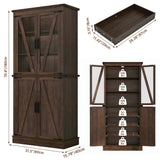 71" Tall Kitchen Pantry Cabinet with 3 Pack Pull Out Drawers for Cabinets,Farmhouse Storage Cabinet with Load-Bearing Steel Pipe,Pantry Organizers and Storage for Kitchen,Dining Room(Antique Brown) chartustriable
