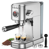 Spacekey Espresso Machine 20 Bar, Professional 1350W Espresso Maker with Milk Frother, Compact Stainless Steel Cappuccino & Latte & Americano Maker with 39oz Removable Water Tank, Silver Spacekey