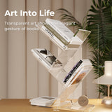 YiXinHo Small Shelf, 3 Tier Acrylic Mini Bookshelf, Tree Bookshelf for Tiny Home, Mini Book Shelf for Book/Cd/Movie Storage Cabinet/Room Corner/Office YiXinHo