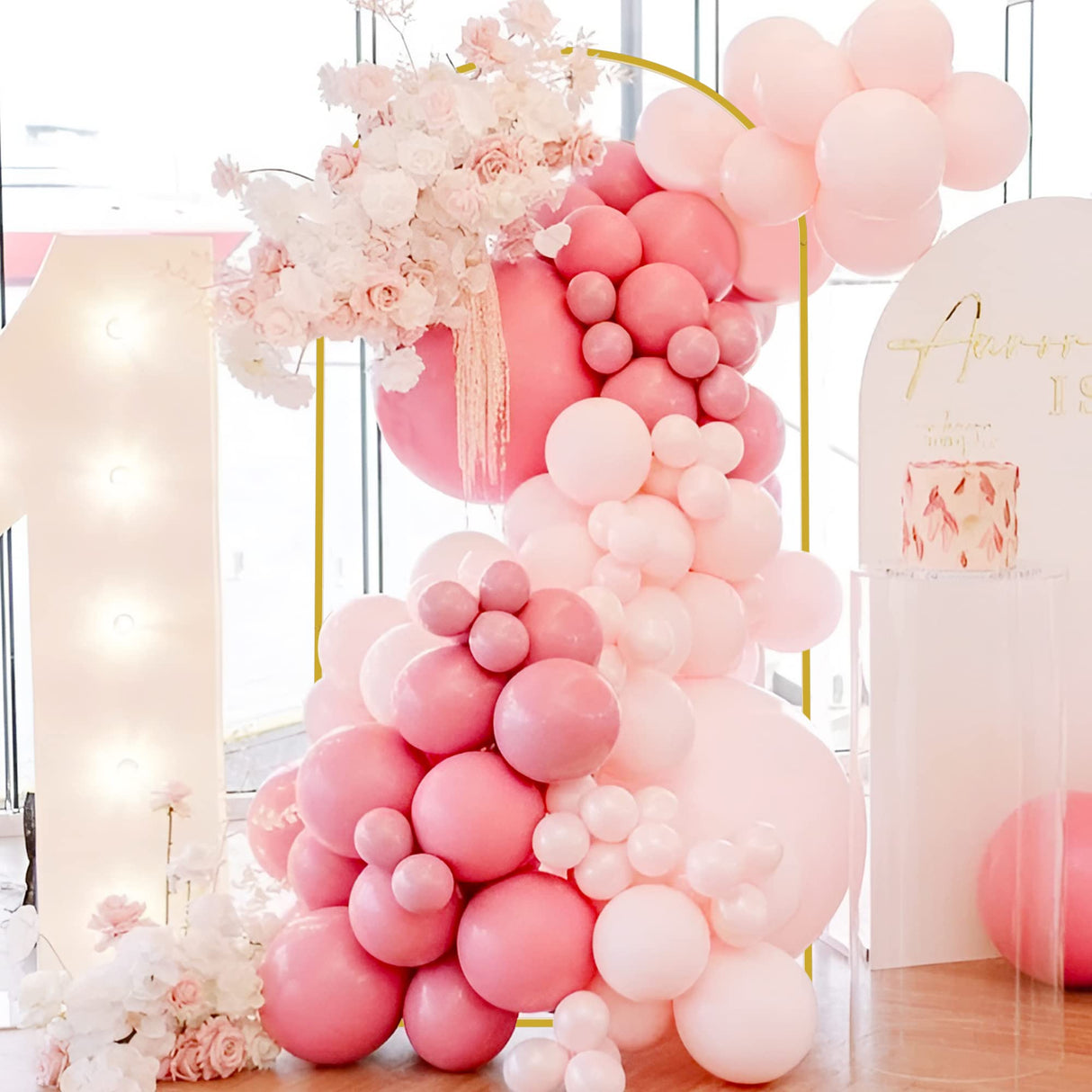 Wokceer 7.2 FT Wedding Arch Backdrop Stand, Square Arch Gold Metal Arch Backdrop Stand for Wedding Ceremony Birthday Party Bridal Baby Shower Photo Booth Garden Floral Balloon Arch Decoration Wokceer