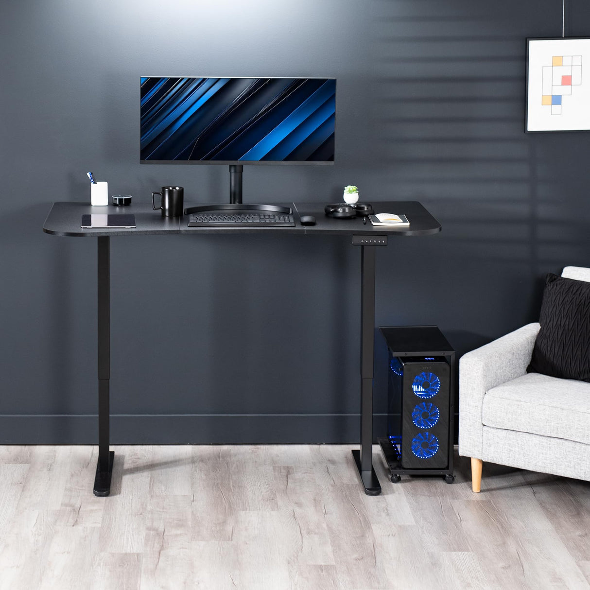 VIVO Electric Height Adjustable 63 x 32 inch Memory Stand Up Desk, Black Table Top, Black Dual Motor Frame, Preset Controller, E2B Series, DESK-KIT-E2B1B VIVO