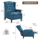 PALLOME Wingback Recliner Chair with Massage and Heat Tufted Fabric Push Back Arm Chair, Recliner Chair for Living Room Bedroom Home Theater (1,Peacock Blue) PALLOME