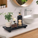Farmhouse Black Bathroom Tray Organizer Wooden Dish Soap Dispenser Tray Kitchen Sink Tray for Bathroom Counter Decor Wood Riser Pedestal Stand Decorative Bathroom Vanity Accessories Soap Holder Tray Ayiaren