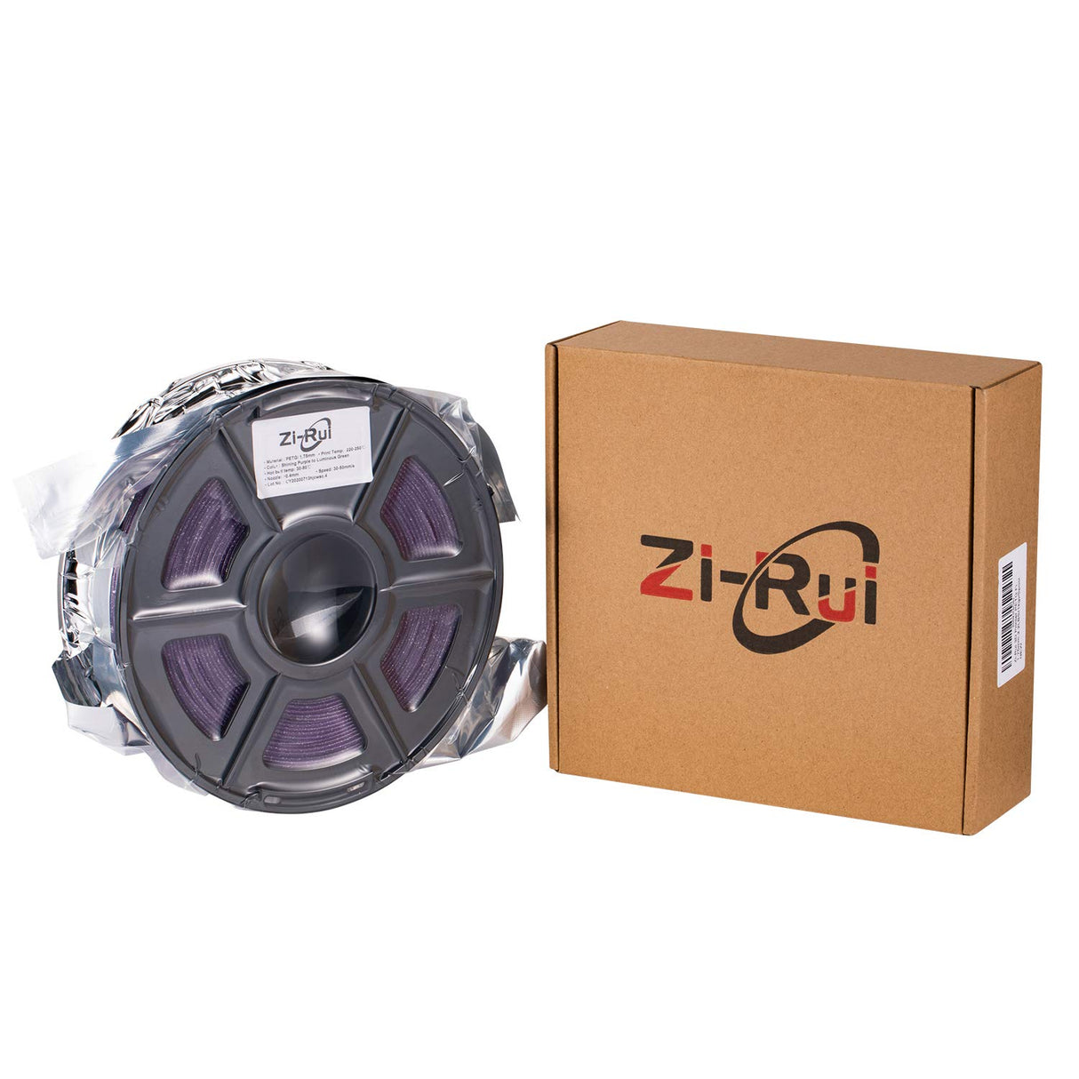 Zi-Rui 3D Printer PETG Filament, Sparkly Glitter Purple, Shining Glow in The Dark Green, 1.75mm, 2.2LBS(1KG)/Spool Zi-Rui