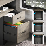 Bestier 48” Computer Desk with Drawers, Office Desk with Storage, Industrial Wood Writing Desk with File Drawer, Keyboard Tray & 2 Hooks for Home Office & Studio, Gray Bestier