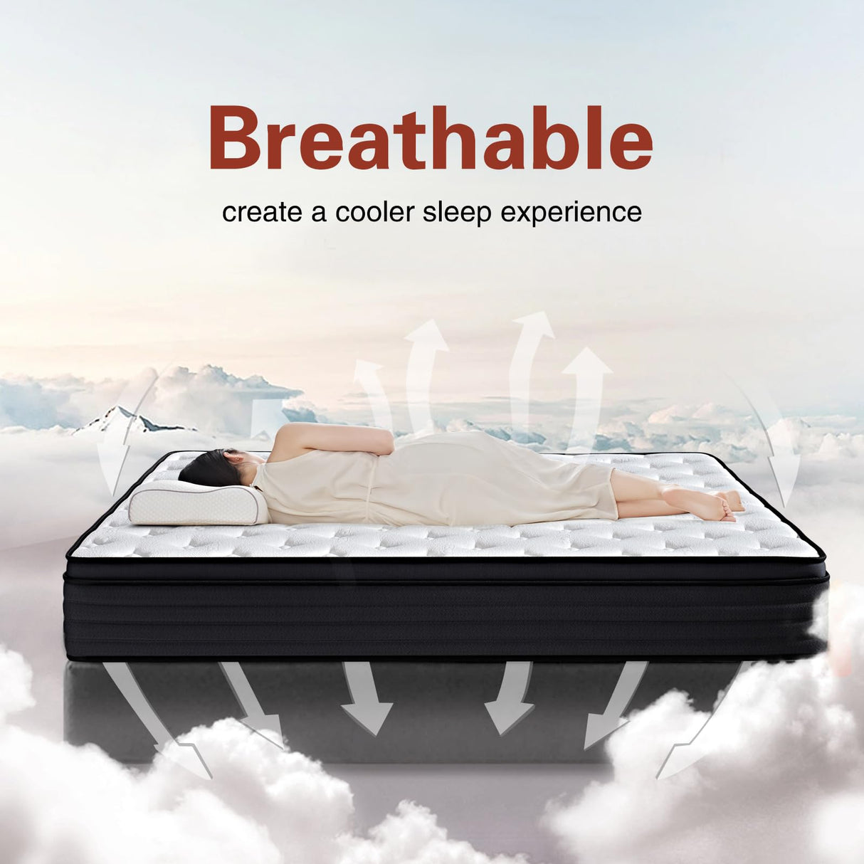 WUYOTRE King Mattress, 10 Inch King Size Hybrid Mattress in a Box,Cooling Memory Foam Bed Mattresses with Independent Spring,Soft and Breathable,Back Pain Relief,CertiPUR-US,Medium WUYOTRE