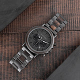 2win Engraved Wooden Watch for Men - Personalized with Custom Back Cover and Box Photo, Analog-Digital Display, Wood & Stainless Steel Band 2win