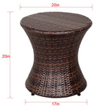 Sundale Outdoor Small Side Table Patio Rattan End Table 20 Inch Hourglass Wicker Accent Tables Steel Frame Lightweight Brown Mesa Auxiliar pequeña Mesa Auxiliar de ratán marrón Sundale Outdoor