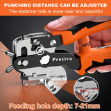 Hole Punch Plier, Preciva Revolving Punch Hole Tool with V-shaped Cutting Edge Design, 6 Hole Sizes & 20cm Stainless Steel Ruler Used for Leatherr, Belts, Thin Iron Sheets, Paper Cards, Plastics, & Fabrics Preciva