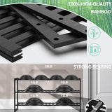 Jripae Bamboo Shoe Rack for Closet, Stackable 3 Tier Longer Shoe Organizer Shelf Holder Storage 12-15 Pairs for Entryway Door Hallway Bedroom Garage Space Saving Foldable Black Jripae