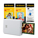 KODAK Step Instant Smartphone Photo Printer - 75 Sheets Bundle - Portable Mini Color Wireless Mobile Printer - Zink 2x3” Sticky-Back Photos - Bluetooth Compatible with Smart Devices - Fun App -White KODAK