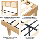 IDEALHOUSE LED Queen Bed Frame with Rattan Headboard and Underbed Storage IDEALHOUSE