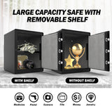 <2.3 Cu.Ft> Biometric Safe with Fingerprint Lock and Code,Strong Steel Digital Safe box with Removable Shelf for Document, Valuables and Guns in Home, Office or Hotel, 13.79"D x 13.79"W x 15.75"H GOLDENKEY