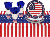 Patriotic Party Supplies,152Pcs American Flag Themed Party Set, Patriotic Party Decorations, American Flag Tablecloths,4th of July Plates Cups, Red White and Blue Decor for Outside, Picnic, Memorial Childom