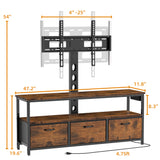 TV Stand with Mount and Power Outlet, Swivel TV Stands Mount with LED Lights for 32/45/55/60/65 inch TVs, Entertainment Center with Storage/Drawers, Media Console TV Stands for Living Room, Bedroom MJOMKN