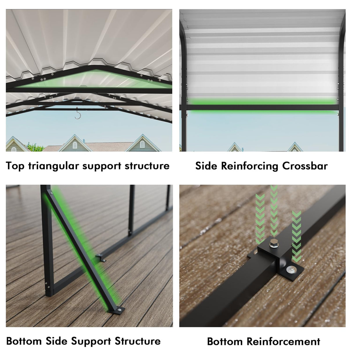 10x15FT Metal Carport, Heavy Duty Car Port Canopy with Iron Roof and Frame, Extra Large Carports Withstand Strong Wind or Heavy Rain, Suitable for Parking Pickup, Boat, Car, and Tractor WUKHG