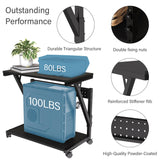 Faesun Computer Tower Cart - Height Adjustable PC Stand, 2-Tier ATX-Case CPU Holder Home Office Gaming Desk Accessories with Rolling Lockable Wheels, Laptop Table Standing Computer Desk, Rustic Black Faesun