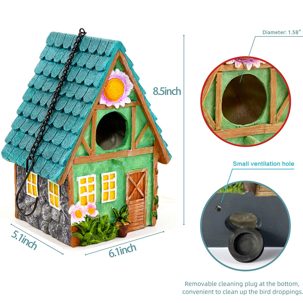 Bird Houses for Outside Clearance Hanging Birdhouses for Outdoors Bluebird Houses for Outside Nesting Box for Bird Lovers Tree Swallow Bird Finch Wild Birds Wren Chickadee1 ZLSZTMI