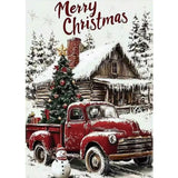 Christmas Winter 5D Diamond Art Kits for Adults,Red Truck Diamond Painting,DIY Full Round Drill Diamond Dot Painting Gem Art for Adult Home Wall Decor 12x16 Inch GEMFAMILY