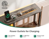 AODK 48-Inch Computer Desk with File Cabinet and Fabric Drawers, Reversible Office Desk with LED Strip and Power Strip, Gaming Desk with Monitor Riser, Writing/Study Table for Home, Oak Grey AODK