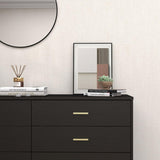 Panana 8 Drawer Wood Lateral Dresser, Big Wide Chest of Drawers Storage Organizer with Metal Gold Handles Home Bedroom (Black) Panana