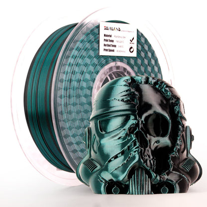 SUMLAND PLA Filament 1.75mm,Silk PLA 3D Printer Filament Dual Color Filament Black Green PLA Filament 2 in 1 Coextrusion,3D Printing Filament+/-0.02mm,1KG/2.2lb - WoodArtSupply