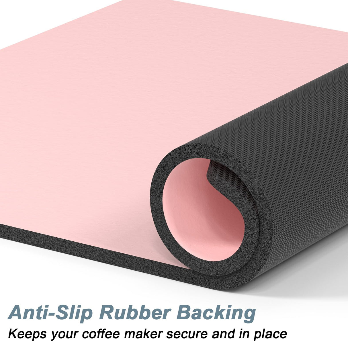 Rnivvi Coffee Mat, 12"x19" Coffee Bar Mat for Coffee Station Accessories and Organizer, Hide Stain Anti Absorbent Dish Drying Pad for Kitchen Counter, Cute Coffee Bar Decor Coffee Machine Mat, Pink Rnivvi