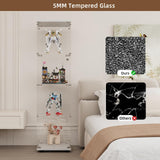 GDJAASJI Display Cabinet with Glass Door and Lock, 4-Shelf Fast Installation Curio Cabinets with 5mm Tempered Glass Floor Standing Bookshelf for Bedroom, Living Room (64" Hx 16.7" W x 14.3" D, White) GDJAASJI