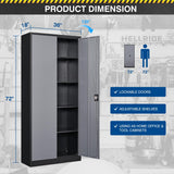 Fesbos Metal Storage Cabinet-72” Tall Steel File Cabinets with Lockable Doors and Adjustable Shelves-Black&Gray Steel Storage Cabinet for Kitchen, Office, Garage Fesbos