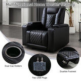 Modern Power Recliner Chair with Cup Holder Faux Leather Electric Reclining Chairs for Adults Movie Theater Chairs, Black Phoenix Home