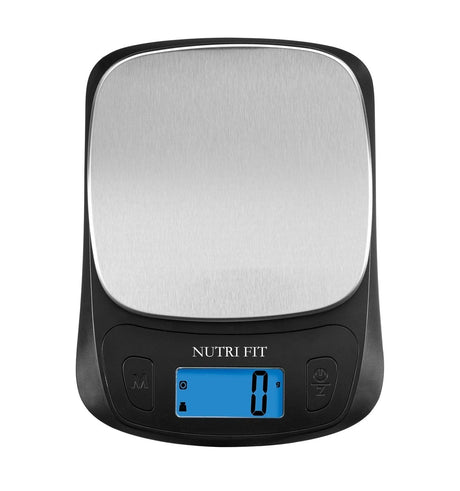 NUTRI FIT Ultra Slim Kitchen Scale Digital Food Weight Scale for Baking Cooking in Grams and Ounces Tare & Backlit LCD Display 11lb 5kg Capacity- Black/Stainless Steel NUTRI FIT