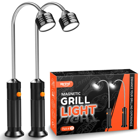 Grill Light BBQ Grilling Accessories: Unique Valentines Day Gifts for Him Men Dads Husbands Grandpas, Cool Mens Gifts Outdoor Bright Magnetic LED BBQ Light, Smoker Grill Accessories Tools, 2 Pack RVZHI