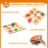 Kathfly 2 Pieces Leaf Wooden Jigsaw Puzzles Leaf Puzzle Montessori Toy Montessori Puzzle Early Educational Learning Puzzle for Birthday Gift Early Education School (Fresh) Kathfly