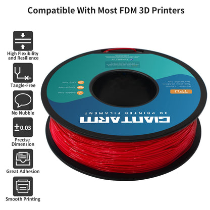 GIANTARM Red TPU Filament, 95A TPU Filament 1.75mm, Dimensional Accuracy +/- 0.03, Flexible Soft 3D Printer Filament 1kg Spool(2.2 lbs), Vacuum Packaging - WoodArtSupply