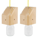 Best Bee Trap - Carpenter Bee Trap for Outside - Shed Style Nature Hanging Wood Trap for Outdoor with Removable Bee Vault Plastic Jar (2 Pack) Best Bee Trap