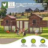 Wooden Chicken Coop Large Walk-in Outdoor Hen House with Nesting Box and Run,Poultry Cage Rabbit Hutch Waterproof UV Panel Cover for 2-4 Chickens 80''H Deep Brown #821 (160" L x 21" W x 44" H) Grezone