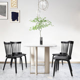 Unovivy Wood Dining Chairs Set of 4, Farmhouse Spindle Back, Widen Seat, Modern Mid-Century Country Style, for Living Room Restaurant, Black Unovivy