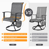 Grand patio 10-Piece Patio Dining Set for 8, Outdoor Dining Set with Swiviel Patio Chairs & 1 Rectangular Woodgrain Dining Table with Umbrella Hole, Black & Grey Plaid Grand patio