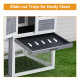 48" Wooden Rabbit Hutch Indoor Waterproof, Chicken Coop, 2 Lockable Doors Bunny Cage Indoor with Weather-Resistant Small House & Open Courtyard, Rabbit Cage Indoor with Wire Fence and Cleaning Tray TROPOW