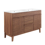 Modway Render 48" Double Sink Bathroom Vanity Cabinet in Walnut White Modway