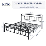 Allewie 14 Inches King Size Metal Platform Bed Frame with Victorian Style Iron-Art Headboard/Footboard, Mattress Foundation, Easy Assembly, Under Bed Storage, No Box Spring Required, Black Allewie