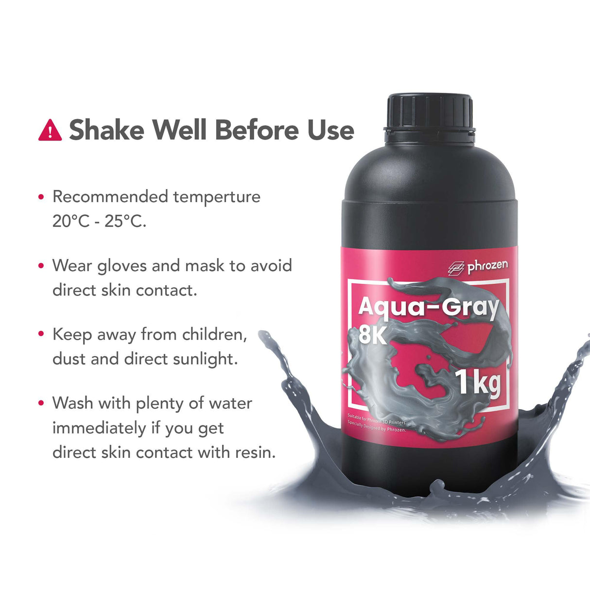 phrozen 3D Printer Rapid Resin [Aqua-Gray 8K], 405nm LCD UV-Curing Standard Photopolymer Resin for Highly Detailed Models, Low Odor Not Smelly Non-Brittle, Works Best with 8K 3D LCD Printer (1KG) phrozen