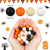 160 Pieces Wood Bead for Craft Halloween Natural Wooden Beads Rustic Farmhouse Handmade Polished Spacer Boho Bead Colorful Bead for Halloween Garlands DIY (Stylish Colors) Jetec