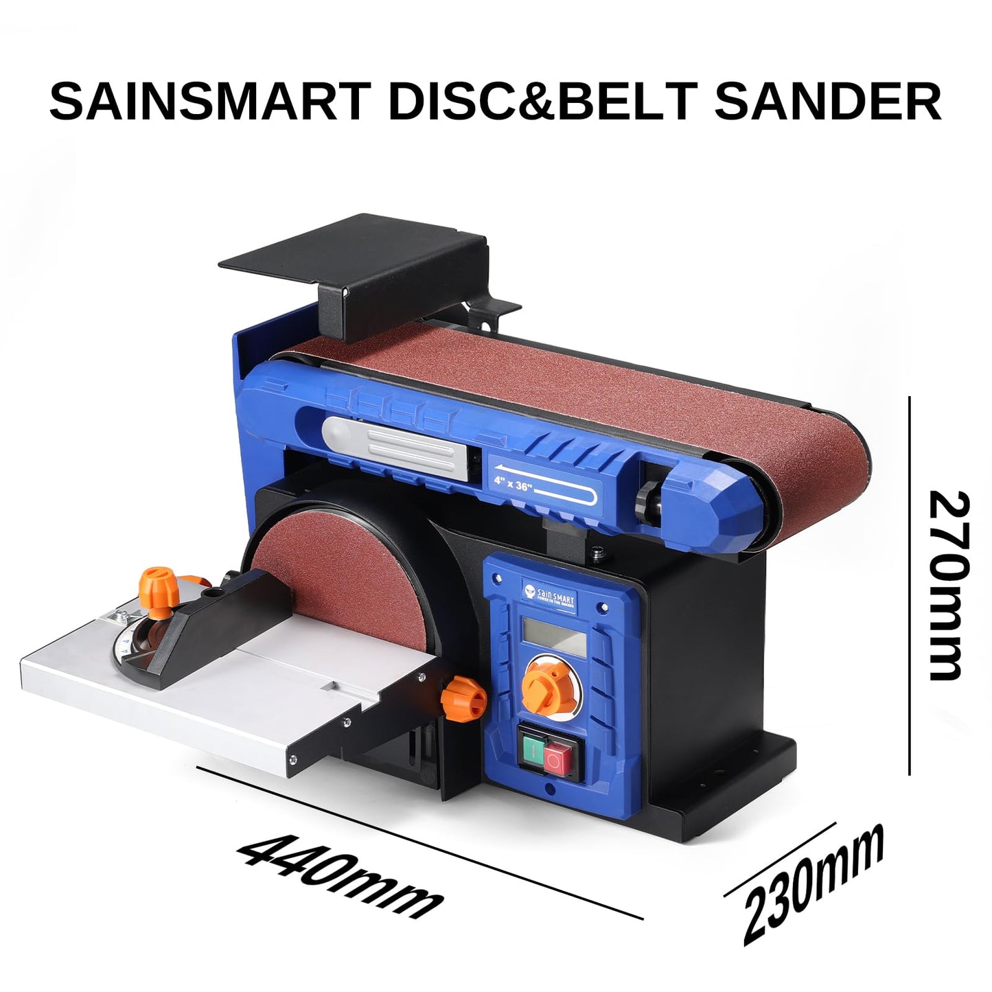 SainSmart Belt Sander & Disc Sander Combo with Adjustable Speed, Benchtop Sander with Full Copper Motor, 0-90° Belt & 0-45° Tillable Worktable, Dust Collection Port, Perfect for Woodworking P - WoodArtSupply