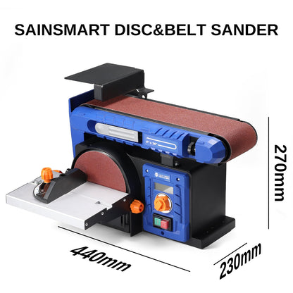 SainSmart Belt Sander & Disc Sander Combo with Adjustable Speed, Benchtop Sander with Full Copper Motor, 0-90° Belt & 0-45° Tillable Worktable, Dust Collection Port, Perfect for Woodworking P - WoodArtSupply